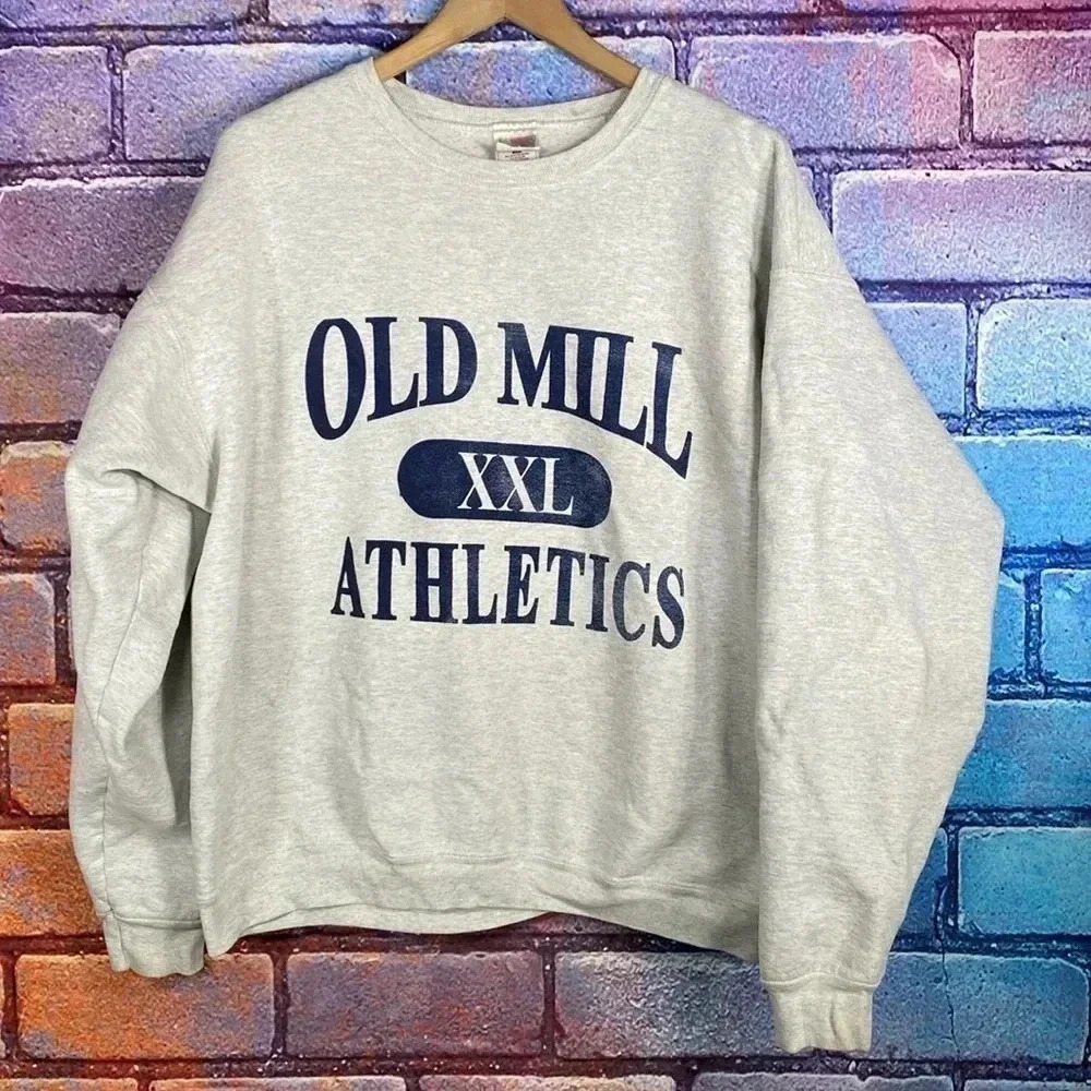 Old Mill Athletics Crewneck Sweatshirt Pullover Grey Fruit of the Loom XL